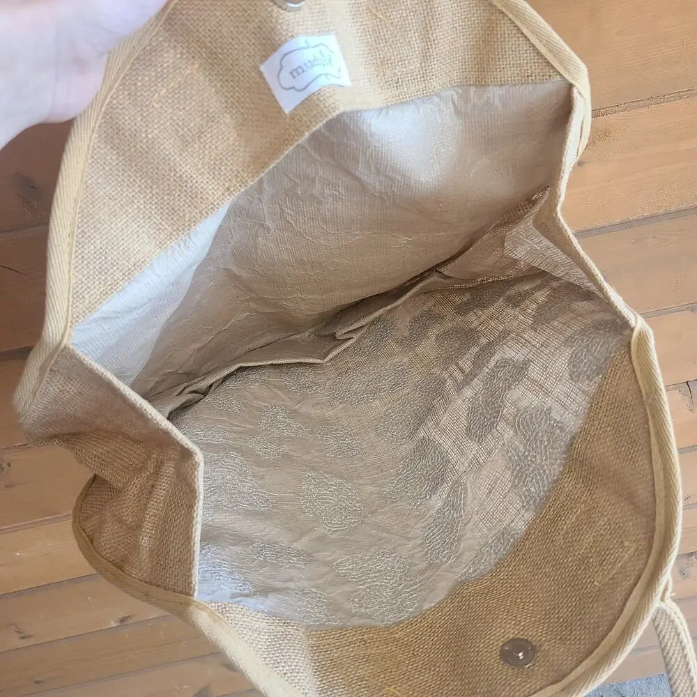 Mudpie Jute Leopard Sequin Tote Purse Tan Round Circle Beach Bag Boho Beachy